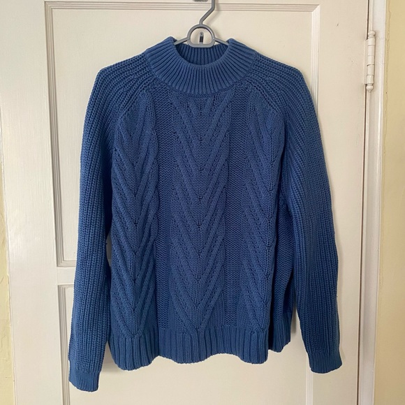 J.Crew Cable-Knit Mockneck Sweater (size m, blue) - Picture 3 of 4
